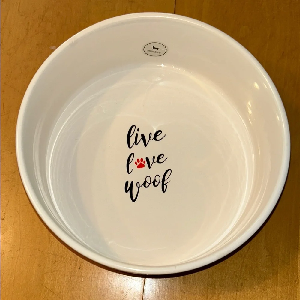 Black and White Ceramic Dog Feeder Bowl